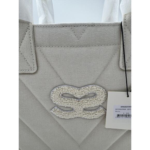 NWT Sandro Kabash Quilted Tote Bag Ecru White Medium Designer Bag - Picture 8 of 12
